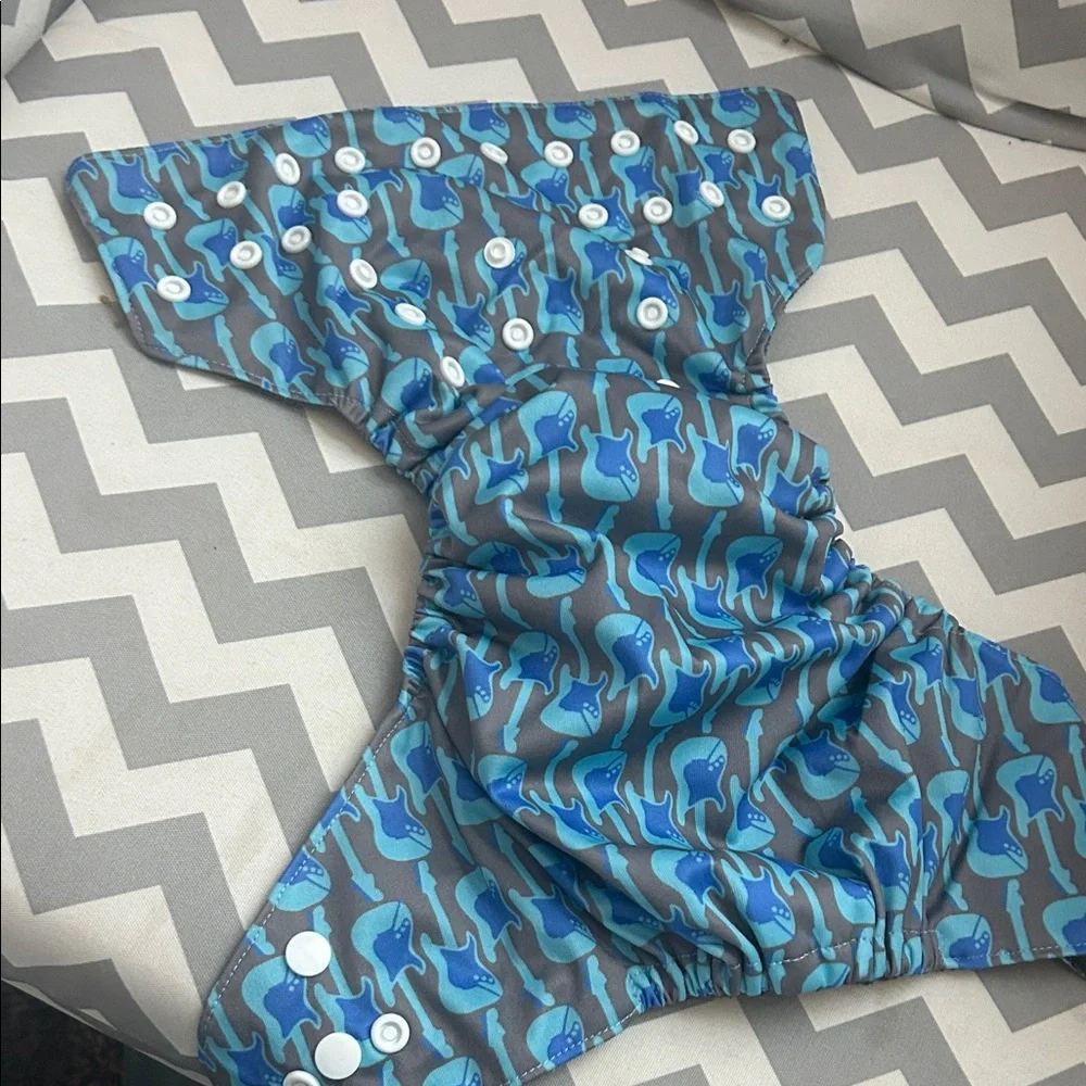 Blue and Gray Guitar Patterned Kids Diaper
